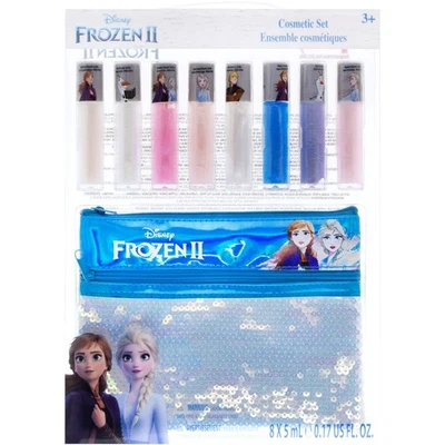 Disney Frozen 2 Townley Girl Anna & Elsa Lip Gloss Set with Sequin Bag, 9 Pcs