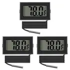 3pcs Black Digital LCD Thermometer Temperature Monitor with External Fahrenheit