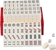 Mahjong Tiles Travel Mahjong Sets Portable Majiang Set with Dices for Family Game Night Chinese Mahjong