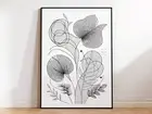 Minimalist Japandi Style Graphic Line Art Plant Wall Art Print Peaceful Decor