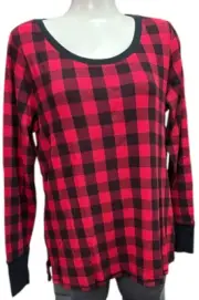 Victoria's Secret Thermal Shirt PJ's Pajamas Red Black Plaid Size L NEW NWT