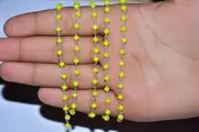 beaded jewelry making rosary chain, yellow beads 925 silver wire wrapped chain