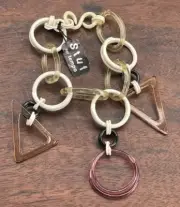 'Stuf For Tempo' Vintage Plastic Acrylic Geometric Shapes Link Bracelet 8.5"