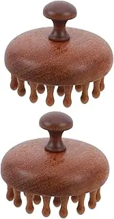 Baluue 2pcs Scalp Massage Comb Health Comb Hair Scalp Scrubber Dandruff Brush Head Massage Tool Facial Scraping Tools Head Massager Dandruff Cleaning Brush Meridians Massager Brown Wood
