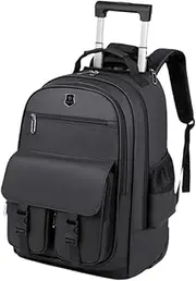 [AsrMyjcx] Business Weekend Bag Backpack on Wheels Multi Compartments Multifunctional Aluminum Telescoping Handle with Shoulder Straps