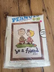Malina Crewel Kit Peanuts Linus And Lucy "Be A Friend" Complete 8x10 Frame