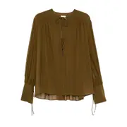 [The Andamane] The Andamane Tie-neck Gathered Blouse 38 IT GREEN