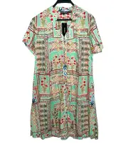 New NWT TOLANI COLLECTION Gina Shirt Dress Floral Colorful Boho Coastal Relaxed