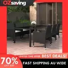 Garden Dining Set 7 Piece Black Cream White Cushions Table Chairs 8438