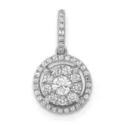 14k White Gold 1/3ct. Real Diamond Round Halo Cluster Pendant