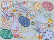 Celebrate Easter Spring Bunny Eggs Cutout Placemats Springtime Fever Embroidered