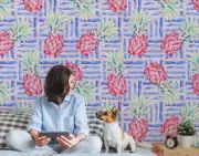 3D Watercolor Pineapple Self-adhesive Removable Wallpaper Murals Wall 375