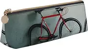 YANYU Retro bicycle pattern Print Functional Pencil Case Large Capacity 8.3 x 2.2 x 2.4In Triangle Pouch with Zipper