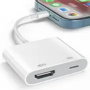 HDMI Adapter for iPhone iPad, 1080P HDMI Digital AV Adapter, Video Audio Sync Screen Converter, Compatible with TV/HDTV/Monitor/Projector - Plug and Play