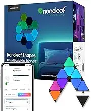 Nanoleaf Shapes Ultra Black Mini Triangle Expansion Pack, 10 Additional Light Panels – Indoor Wall Sconces Connected Modular LED RGBW Wi-Fi, Alexa Compatible, for Living Room or Gaming