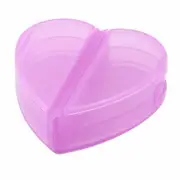 Family Plastic Heart Shaped 4 Compartments Capsule Pills Storage Box Case Purple