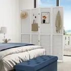 Brezelge 4 Panel Room Divider Folding Privacy Screens with Pegboard Display