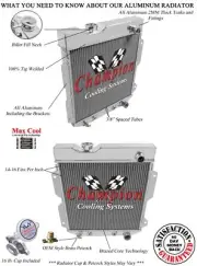 3 Row Perf Champion Radiator for 1960 - 1965 Ford Econoline Lowerhose Pass (for: Ford)
