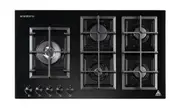 Trinity TRG900BK 90cm 5 Burner Gas Black Glass Cooktop
