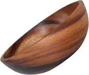 [STOBOK] Wooden Salad Bowl, Round Acacia Flair Serving Bowl for Fruits, Fruit Bowls, Natural Wooden Bowl