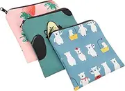 FRCOLOR 3Pcs Cute Sanitary Holder Reusable Period Pouch with Button Design Compact Storage Organizer for Feminine Pads for Teens and Women Avocado