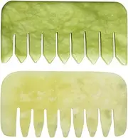 Healvian Scalp Massagers Jade Massage Comb 2pcs Massage Comb Jade Hair Combs Guasha Scraping Hair Comb Scalp Massager Tool for Home Spa Jade Scraping Massage Head Comb Natural Hair Brush