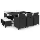 Outdoor Dining Set 27 Piece Black Poly Rattan Garden Table Chair Stool vidaXL