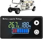 Battery Gauge, Small Golf Cart Battery Monitor, LED Color Screen Voltage Indicator, ABS Motorcycle Capacity Tester, Ideal for Golf Cart, RV, and Health Monitoring, 6.2x3.4x1.4cm