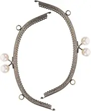 PHENOFICE DIY Craft Handle Arched Purse Frame Bag Hardware Elegant Floral Pattern Rare Pearl Clasp for Handbags