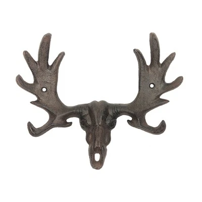 Wall Mount Moose Antler Hooks Rustic Coat Rack Key Ring Living Room Home Decor