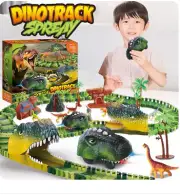 Dinosaur Race Track Car Toy Flexible Tracks Easy To Assemble Electric Dinosaur R