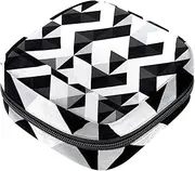 Period Bag,Sanitary Napkin Storage Bag,Black and White Triangle,Tampon Bag for Purse