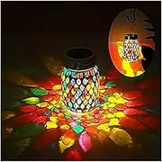 Solar Christmas Lights, Mosaic Solar Lanterns Outdoor Hanging Lights, Outdoor Waterproof Solar Night Lights, Garden,Patio,Pathway & Yard Décor (red Lantern)