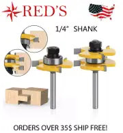 REDS Y76210-4 - 3/4" Stock Tongue and Groove Router Bit Set - 1/4" Shank