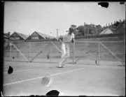 Tennis player Rupert Wertheim hitting a backhand shot from the bas- Old Photo 1
