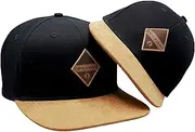 [Bexxwell] Snapback Caps Set of 2 Partner Look for Small and Large with Leather Patch (Optimal Fit, Children, Baseball Caps, Cap, Unisex)