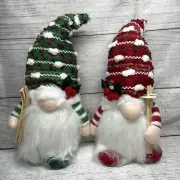 2 Pcs Christmas Faceless LED Light Up Santa Gnomes Plush Dolls Decorations