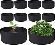 Garden Grow Bag | 10X 10/15 Plant Bags for Growing Vegetables - Gallon Fabric Planter Pots with Aeration | Reusable Container Gardening Supplies for Flowers Fruits Tomato Potato