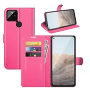 For Google Pixel 5a 5G Case, PU Leather Wallet Cover, Rose Red