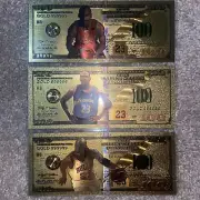Michael Jordan Chicago Bulls and Wizards $100 24k Gold Bill Lot
