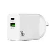 Gecko Dual USB-C PD 30W QC3.0A , Max 30W White