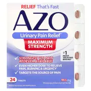 AZO, Urinary Pain Relief®, Maximum Strength, 99.5 mg , 24 Tablets