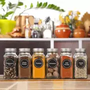 Glass Spice Jars with Labels Empty Square Spice Bottles Containers,7820