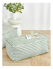 [Cadence & Co.] Oscar Faux Linen Ottoman Bean Bag Cover in Olive
