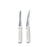 Diekensen Butchers 6'' 15cm Straight Curved Narrow Boning Knife Set White Ridged