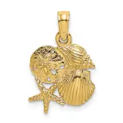 14K Yellow Gold Four Shell Cluster Charm