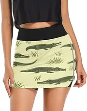 [RPLIFE] Alligators Yellow Mini Skort Skirt, Skirts with Pockets for Women，Shorts with Skirt