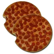 Pizza Wood Car Coaster Gift Set fit Car & Truck Cup Holder