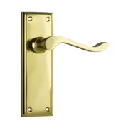 Tradco Camden Door Lever Handle on Rectangular Backplate Polished Brass