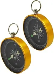 1 Pair Compass Keychain Compass for Mini Compass for Outdoor Vintage Pocket Compass Compasses for Hiking Keychain Portable Compass Camping Compass Golden Aluminum Alloy